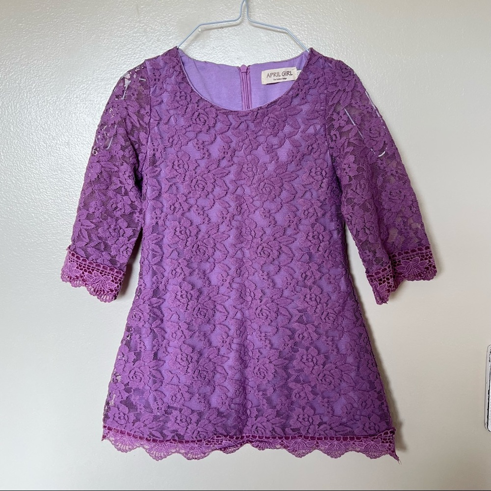 April Girl Light Purple Lace Toddler Dress Sz T3